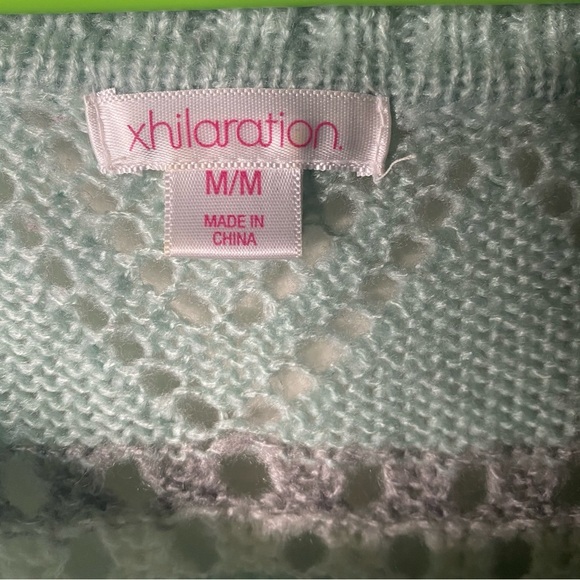 Xhilaration Target Green knit Striped crop Sweater Medium - Picture 4 of 7